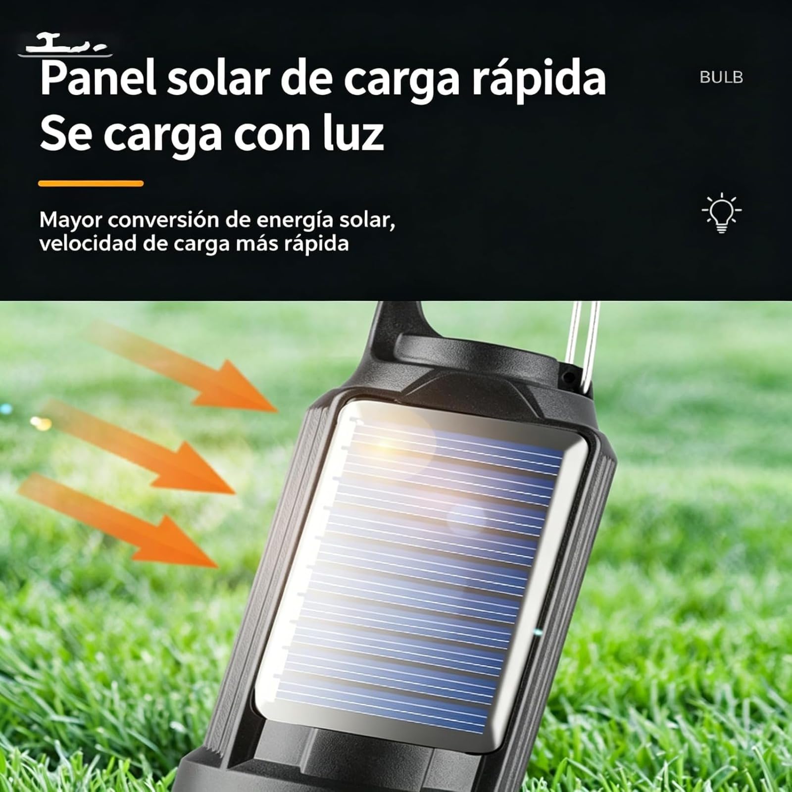 Bombilla Led Solar HookPro - Lámpara Solar Portátil Recargable, 3 Niveles De Luz, Ideal Para Acampadas, Senderismo, Escalada Y Viajes Con Mochila. (4 PCS)