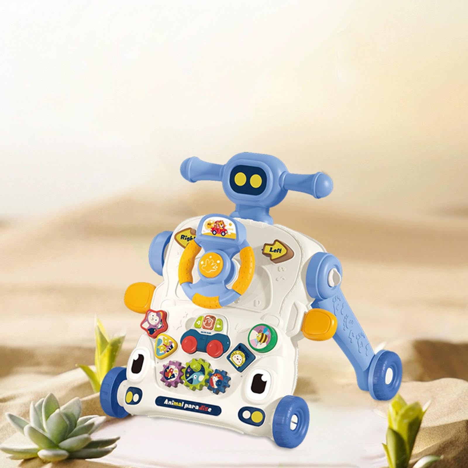 para Bebés Y Niños Pequeños, Juguete para Aprender a Caminar, Juguete de Aprendizaje Temprano, Juguete de Empuje, Regalo, Juguetes Musicales, Azul