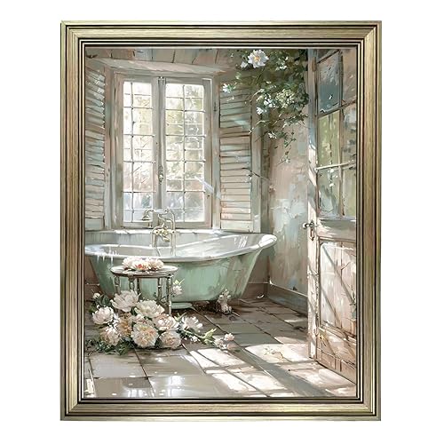 Vintage Bathroom Wall Art Framed Rustic Bathroom Wall Decor Sunlit