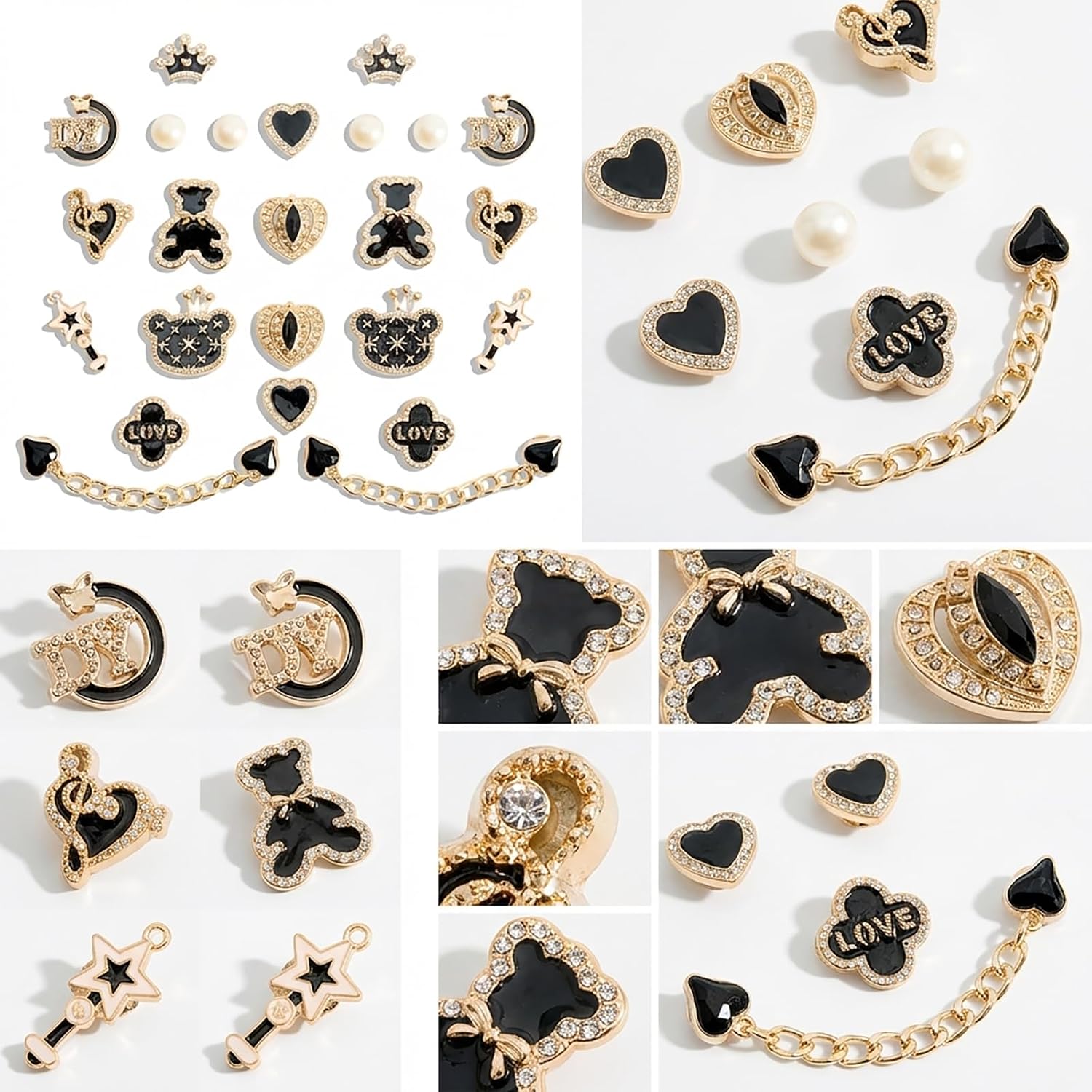 24 Pcs Bling Shoe Charms for Women, Sparkle Rhinestones Shoe Decoration Charms, Girly Shoe Chains, DIY Shoe Accessories for Party Favor