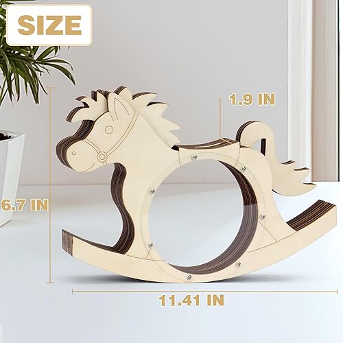 Miniatura 4 de Hucha de madera con forma de caballo mecedora para niños, niñas, niños y adultos, dinero real, transparente, regalos para niños pequeños