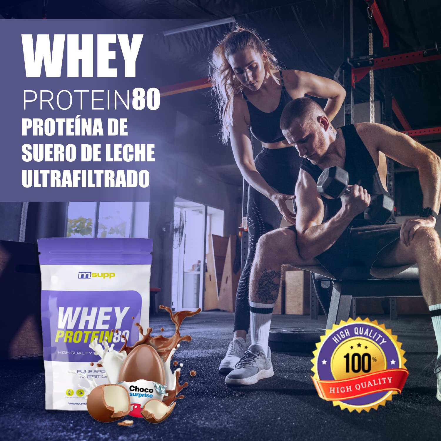 MASmusculo - Whey Protein80-500 g - Choco Surprise - Suplemento Deportivo Puro de Calidad - Proteína Whey - Con Lacprodan de Arla y Suero de Leche - Ayuda a Aumentar la Masa Muscular — view 3