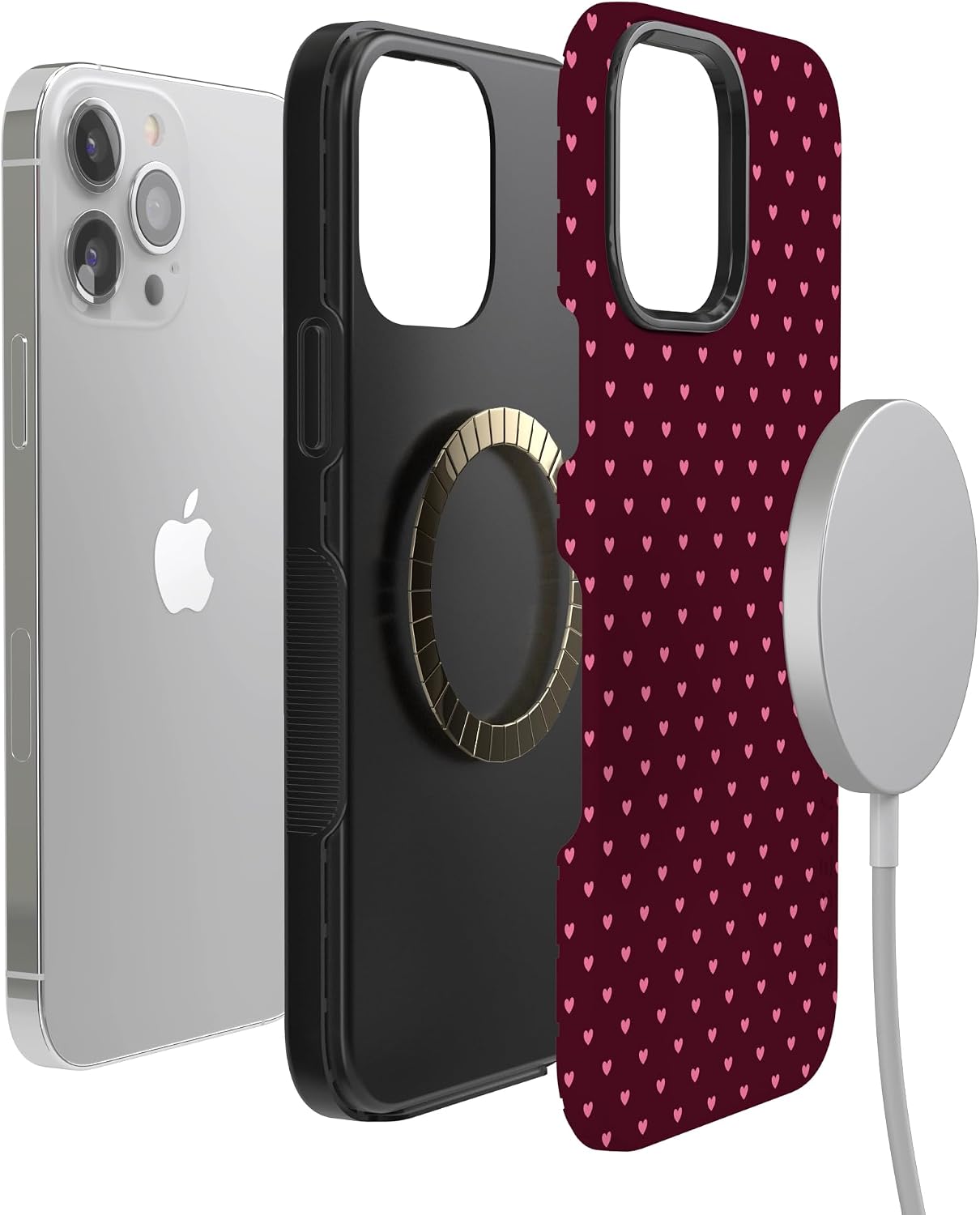Casely iPhone 13 Pro Max Case | Heart Noir | Tiny Hearts | Bold Protective Design | MagSafe Compatible Design