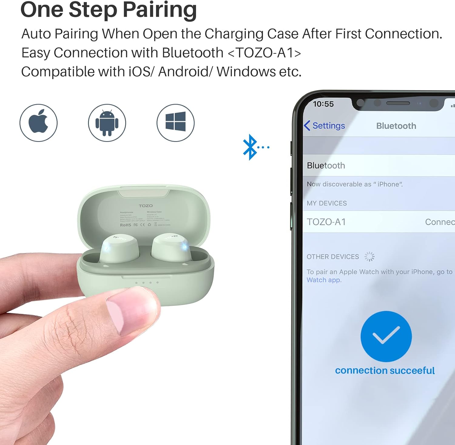 TOZO A1 Mini Wireless Earbuds (2021) These functional headphones include Bluetooth 5.3, a built-in microphone, an IPX5 waterproof rating, a charging case, and 6 hours of playtime.