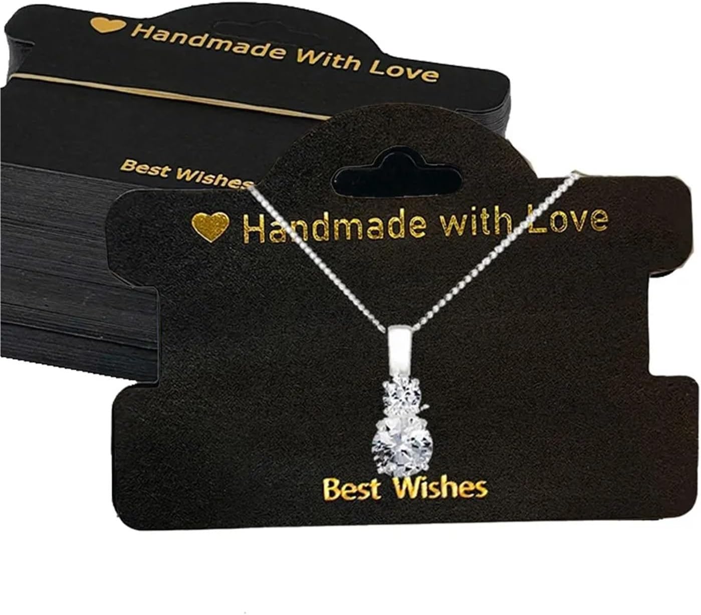 400pcs Handmade with Love Bracelet Display Cards Jewelry Tags for Hair Ties Bracelet Necklace Selling Small Business Packaging(A Black)
