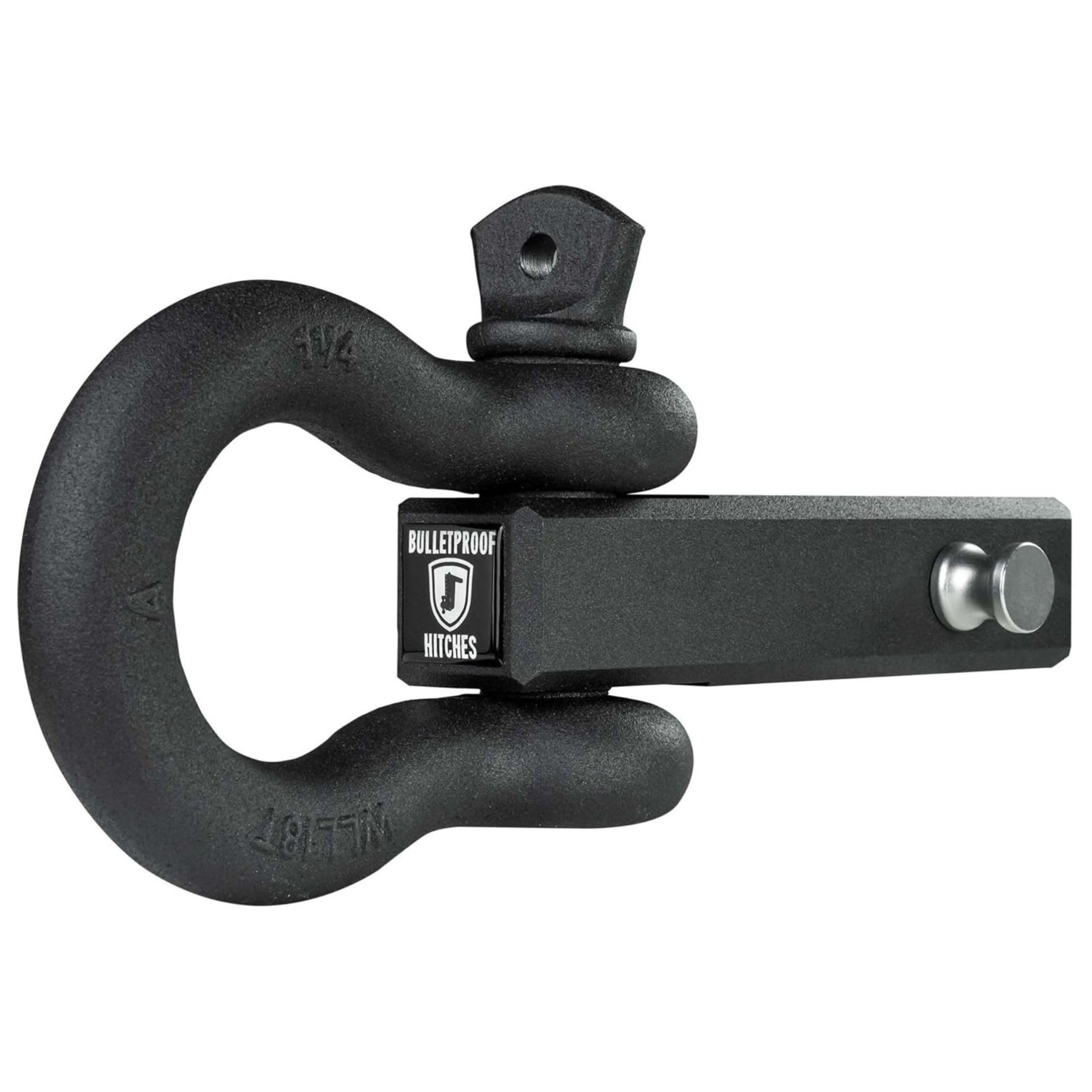 2.0" Shackle Hitch Receiver with 36,000 lb. Rating and D-Ring/Clevis - Tow Hitch Shackle for 2" Receivers - Extreme Duty, Solid Steel, Black Powder Coat