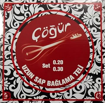 Çöğür Uzun Sap Bağlama Saz Teli 0.20 4 Adet Tam Takım Tel + her takım tel için 2 Tezene (4 adet Takım Tel 8 tezeneli paket)