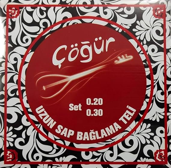 Çöğür Uzun Sap Bağlama Saz Teli 0.20 4 Adet Tam Takım Tel + her takım tel için 2 Tezene (4 adet Takım Tel 8 tezeneli paket)
