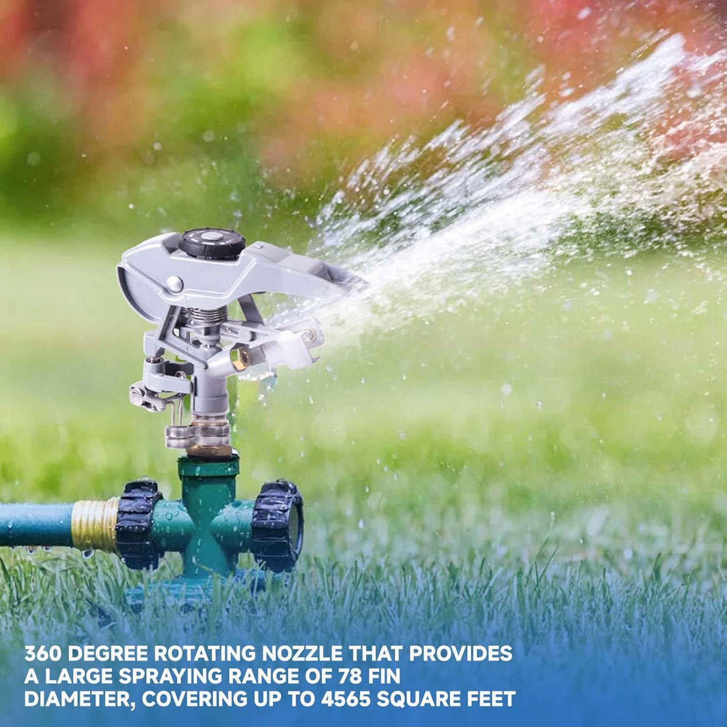 1/2 Inch Heavy Duty Zinc-Alloy Impact Sprinkler – 2 PCS Adjustable 180°-360° Pulsating Lawn Sprinkler, 15m (49ft) Spray Range for Large Gardens & Lawns