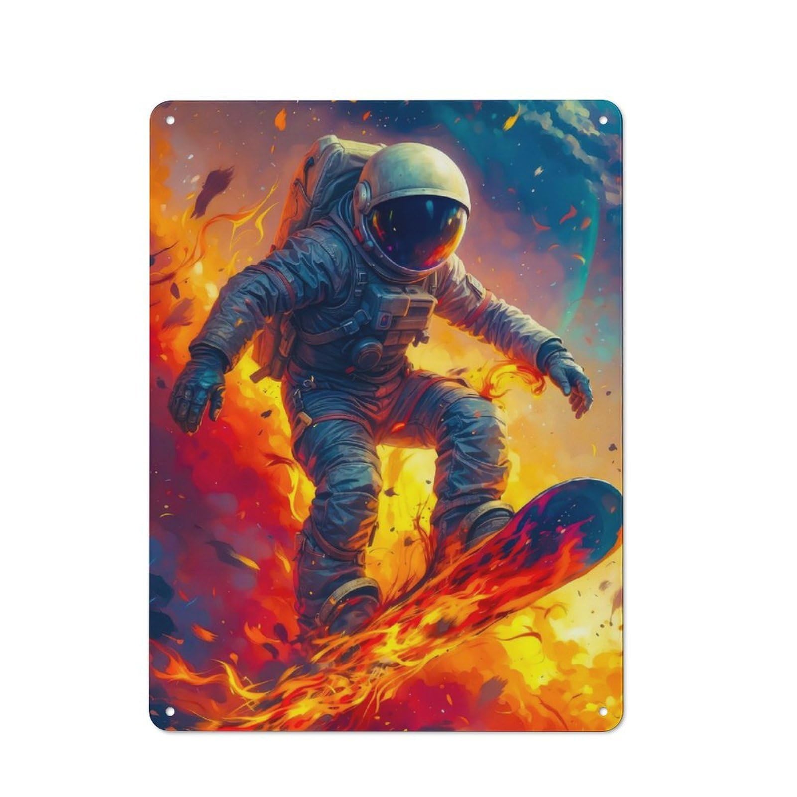 Junmoney Cosmic Pyrotechnics Metal Plaque 40X30cm With For Workshop Wall, Retro Decor, For Garage, Workshop And Man Cave Decoration