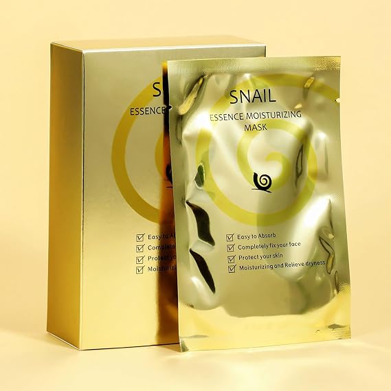 Snail Mucin Face Mask, 10 Pack Sheet Hydrating Facial Masks, Deep Hydration, Pore Minimizing, Firming & Lifting,Wrinkle Reduction,Skin Repair,Nourishing & Improve Elasticity,for All Skin Types 8.82 oz