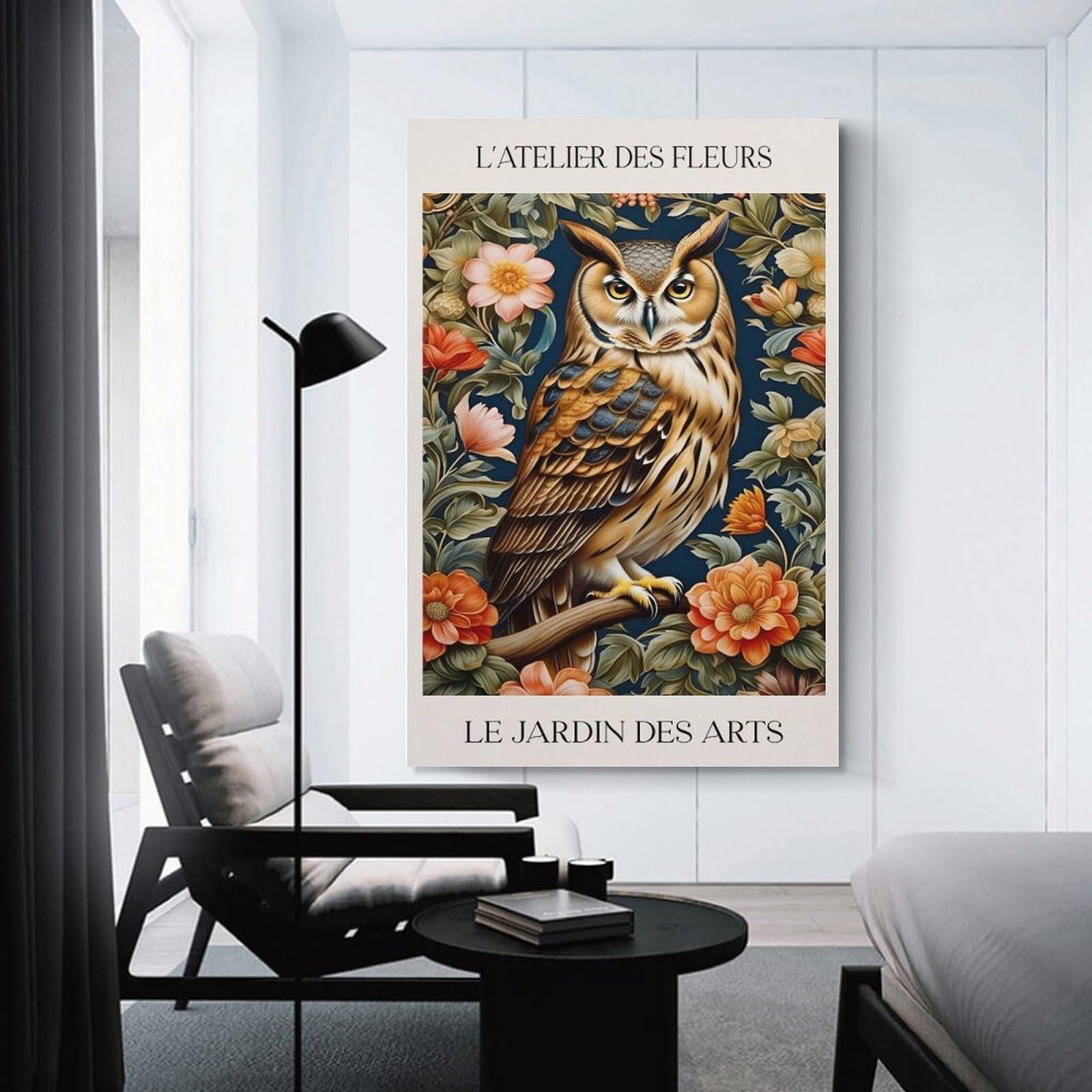 Junmoney Decorative Wall Artwork Victorian Owl Portrait, 20x30inch(50x75cm), for Living Room, Lounge Or Sitting Room, Modern Wall Decor for Cosy Interiors