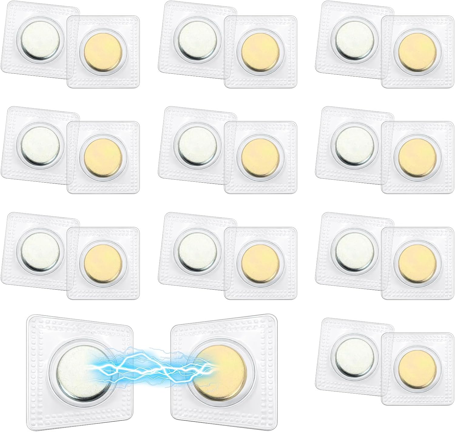 10 Pairs Hidden Magnetic Snaps Closures for Sewing Large 1.34 x 0.75 in PVC Sew in Magnetic Fasteners for Clothing Purses Bags Wallets and DIY Craft Projects