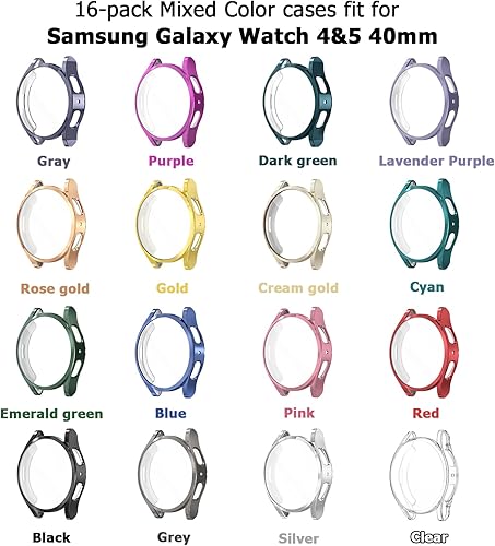 Miniatura 5 de RICHONE Paquete de 16 protectores de pantalla compatibles con Samsung Galaxy Watch 45FE de 1.575 pulgadas, carcasa flexible de poliuretano