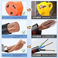 Vista 4 de Nilight Cable Adaptador Generador RV 30 Amperios a 30 Amperios 3 Clavijas Cobre Puro Resistente Bloqueo Giratorio Enchufe Macho 10 Calibre Alambre