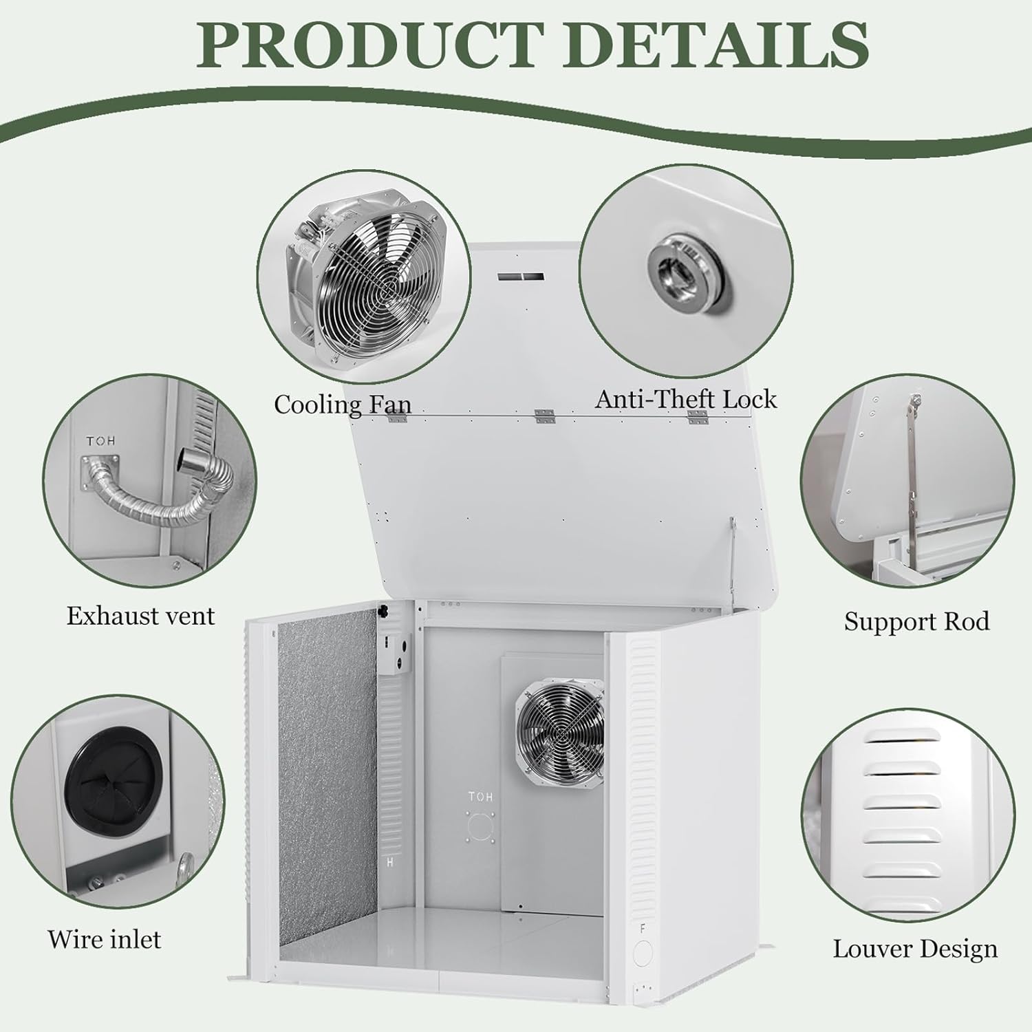 Hudson Generator Box, SD Aluminum Generator Enclosure with Ventilation, Heat Dissipation & Reduce Noise, Accommodates The Maximum Size of 39.4"x32"x31.7", White