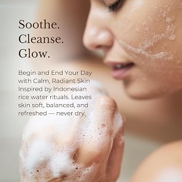 Juara Rice Facial Cleanser - Gentle Sulfate-Free Face Wash with Rice Bran & Apple Extract for All Skin Types, Makeup Remover, Hydrating Daily Cleanser for Sensitive Skin, 3.3 FL OZ