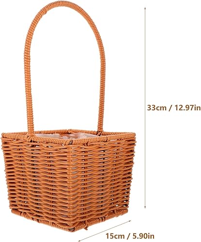 Miniatura 6 de Gadpiparty Cesta de flores de ratán hecha a mano, cesta de almacenamiento tejida, huevo de Pascua, frutas y verduras, organizador con forro y asa
