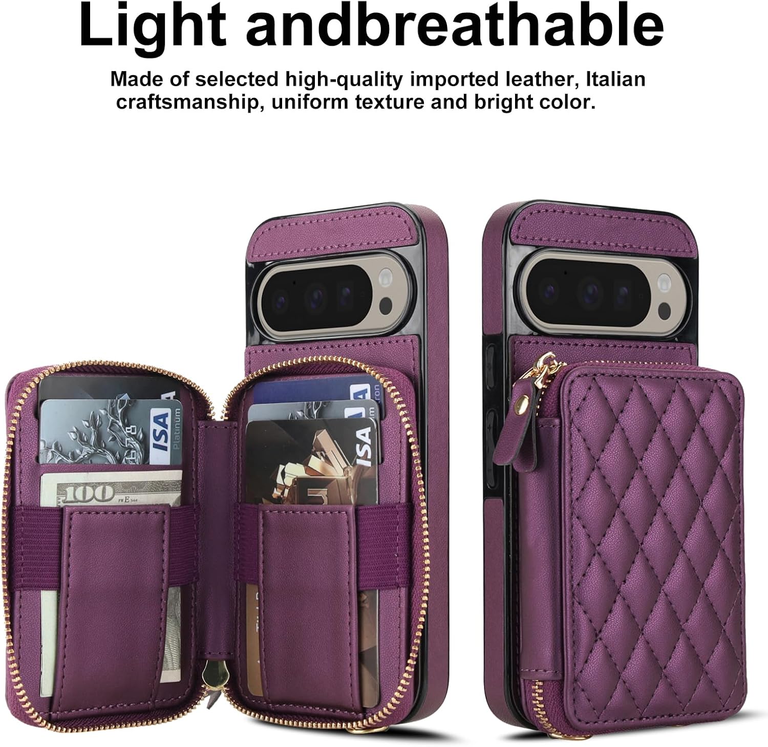 Asuwish Phone Case for Google Pixel 9/9 Pro/10/10 Pro 5G Wallet Cell Cover with Tempered Glass Screen Protector Strap RFID Blocking Card Holder Pixel9 9Pro/Pixel10 10Pro Nine Ten Women Men Dark Purple