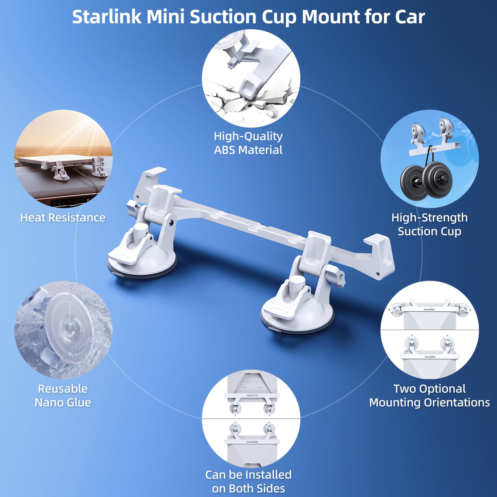 Starlink Mini support de voiture pour tableau de bord, ventouse sécurisée pour majorité des véhicules et pare-brise