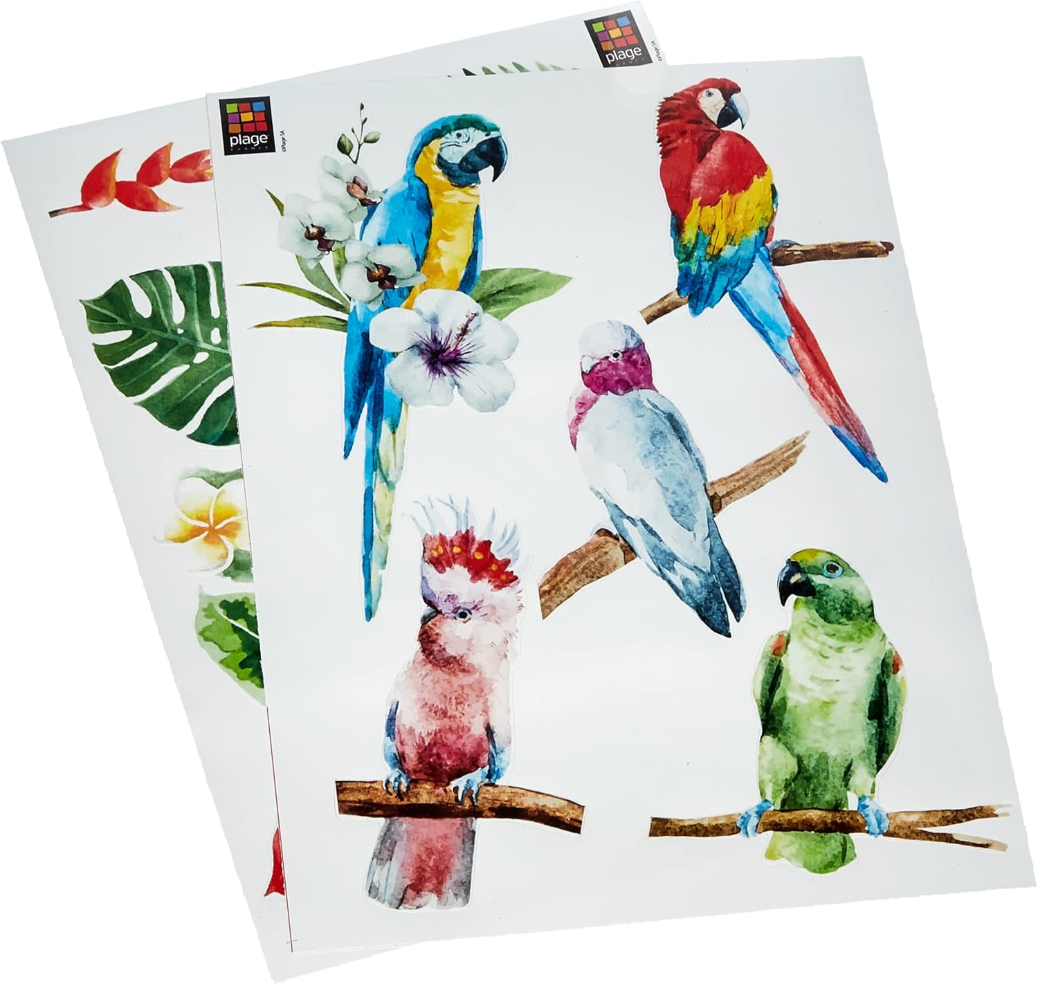157171 Wall Adhesive Size S - Tropical Nature (2 Sheets), Multicolour (21 x 29.7 cm)