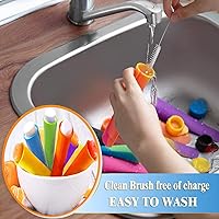 Vista 6 de Moldes de silicona para paletas de hielo con tapa adjunta, 12 moldes coloridos para paletas caseras, duradero, reutilizable, con cepillo de limpieza