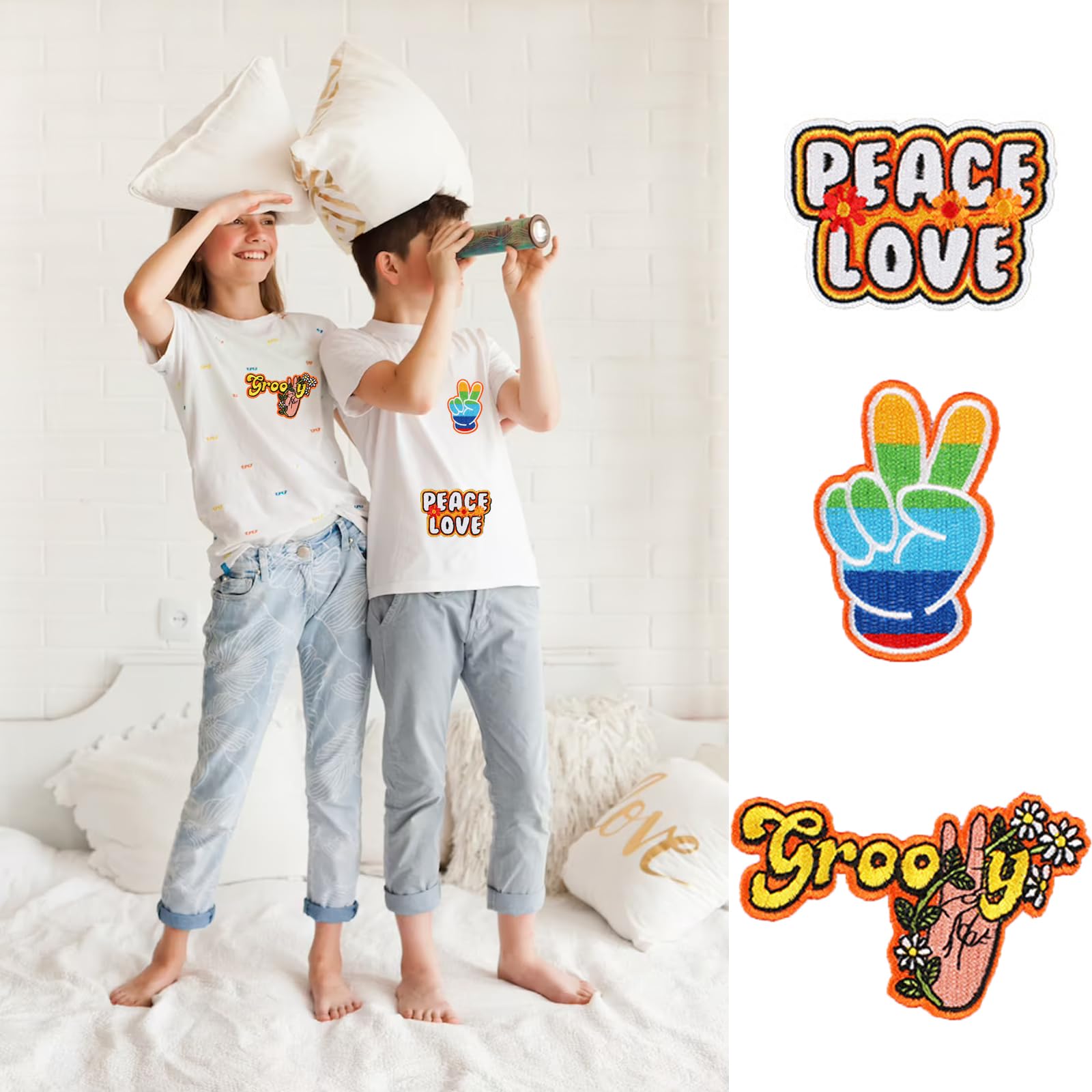Strijkpatches om op te strijken, 16 stuks applicatie opstrijkpatches, patches om op te strijken, voor kinderen, textiel, strijkpatches voor doe-het-zelf kleding