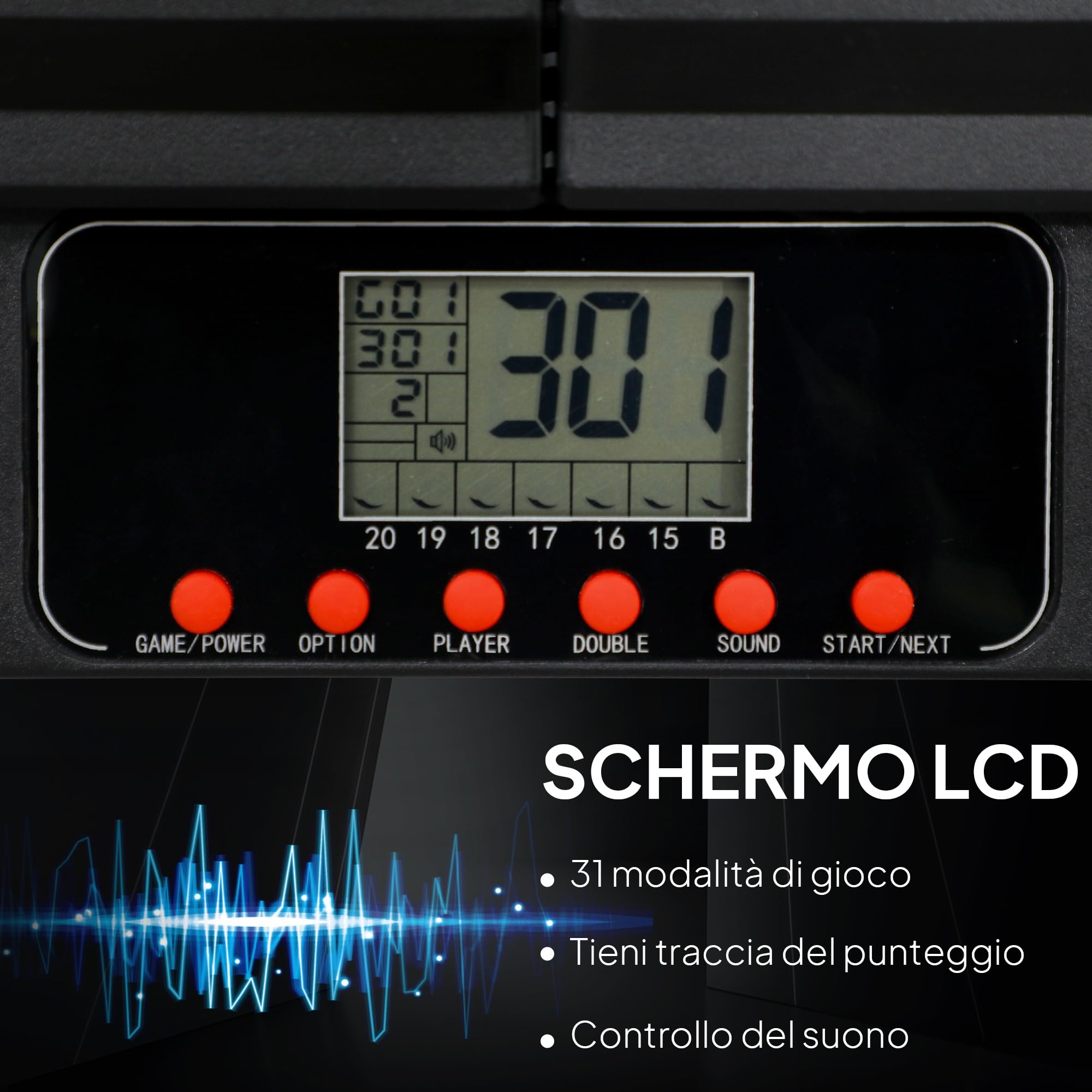 SPORTNOW Freccette Bersaglio Elettronico per 31 Giochi e 285 Programmi, Bersaglio Freccette con 6 Freccetta, 6 Punte di Ricambio e Monitor LCD, per 8 Giocatori