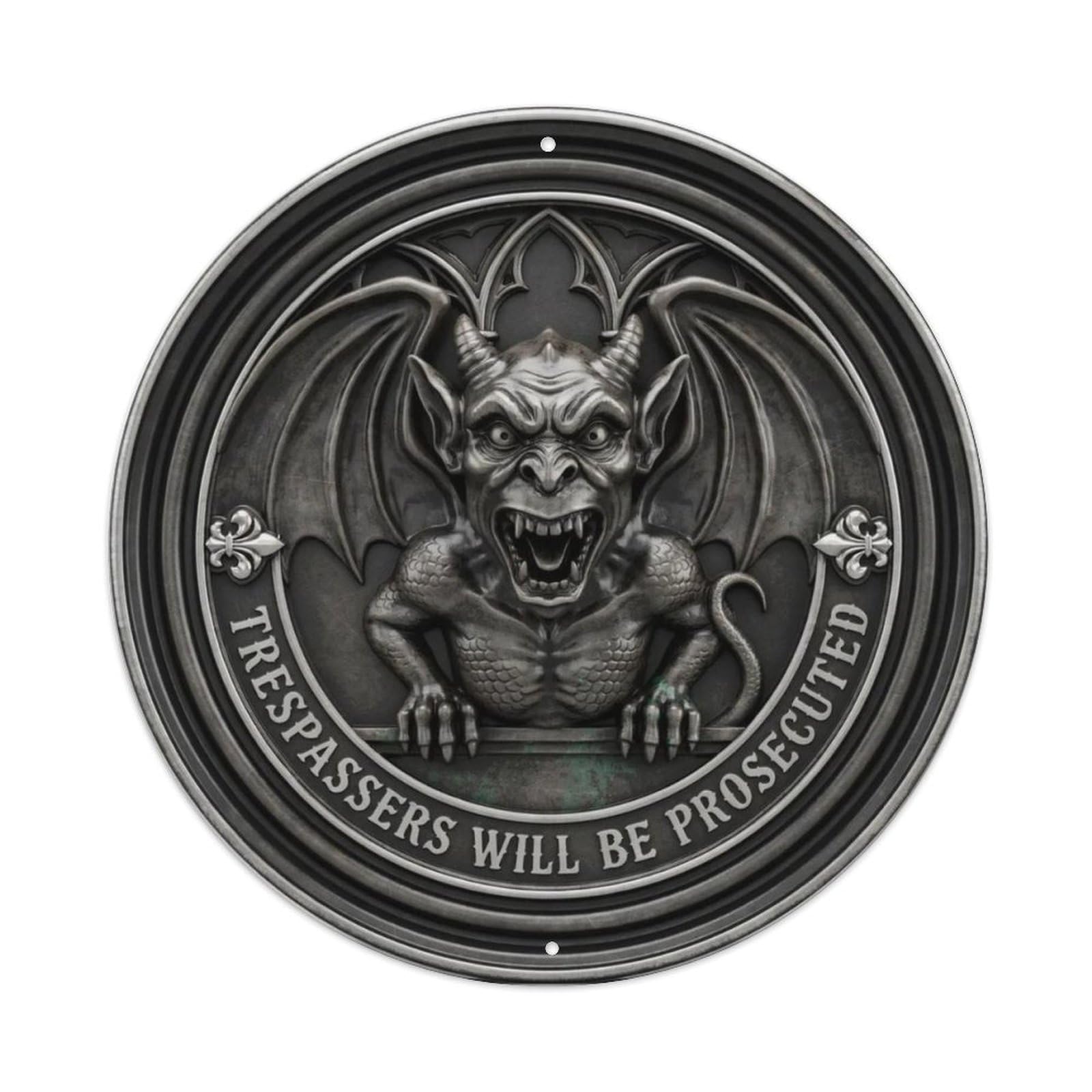 Medieval Winged Gargoyle 3D Iron Metal Tin Sign Plaque