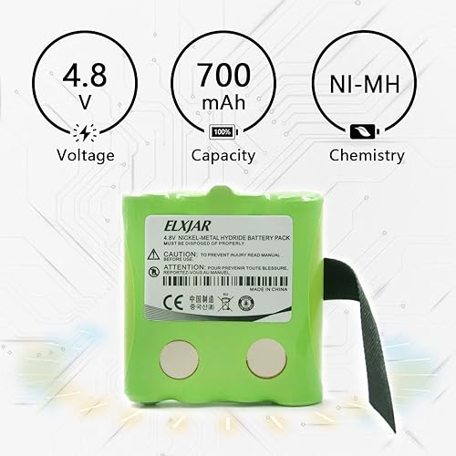Miniatura 5 de Paquete de 5 baterías BATT4R Ni-MH de 4.8 V para Midland AVP-2, G-223, G-225, G-226, G-227, G-300, G-300M, G-500, GXT-200, GXT-250, GXT-255 y