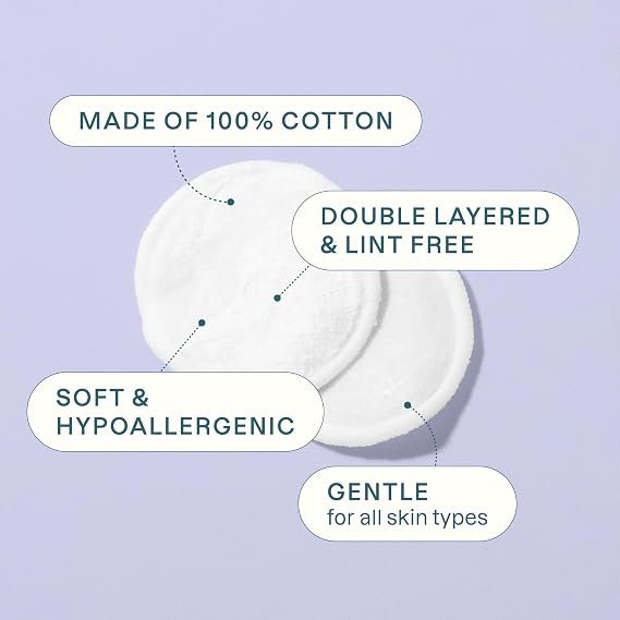 Cliganic Organic Cotton Rounds (300 Count) Makeup Remover Pads, Hypoallergenic, Lint-Free | 100% Pure Cotton