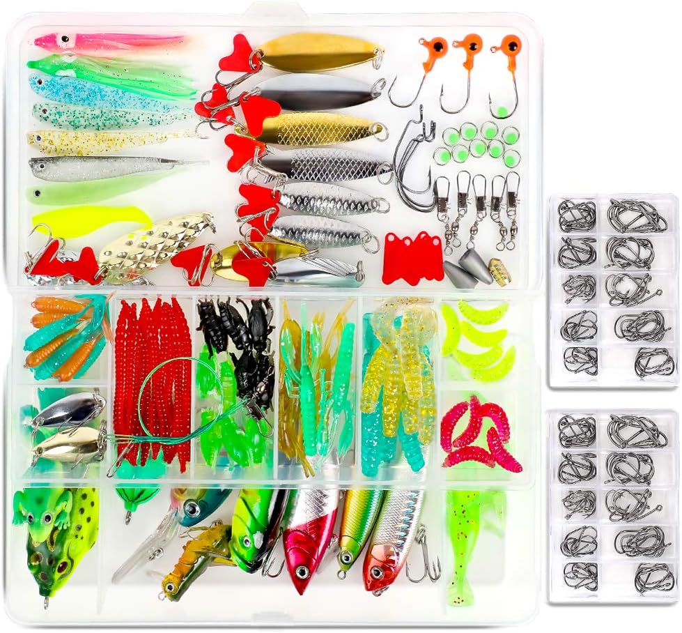 275PCS Fishing Lures Baits Tackle Including Crankbaits, Soft and Hard Plastic Worms