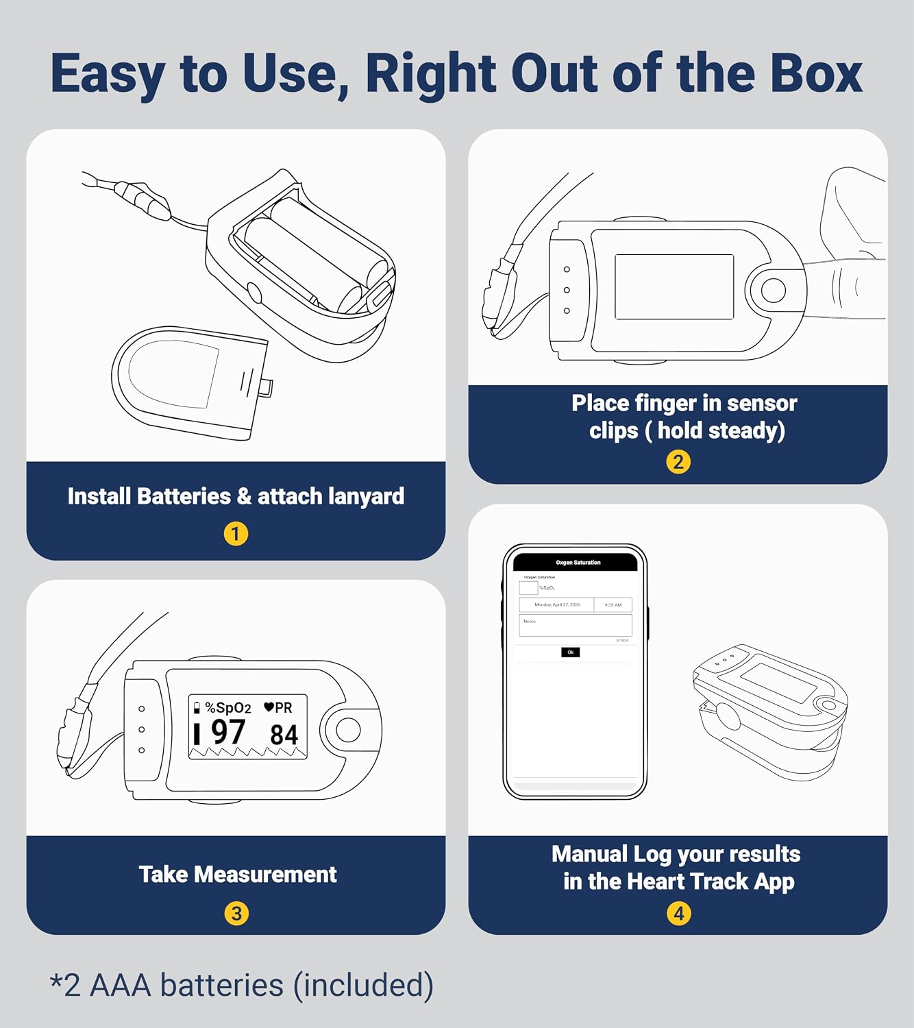 A&D Medical Fingertip Pulse Oximeter UP-200 – For Athletic & General Wellness Use. Tracks O2, SpO2, Pulse. Includes case, lanyard, & AAA Batteries Included