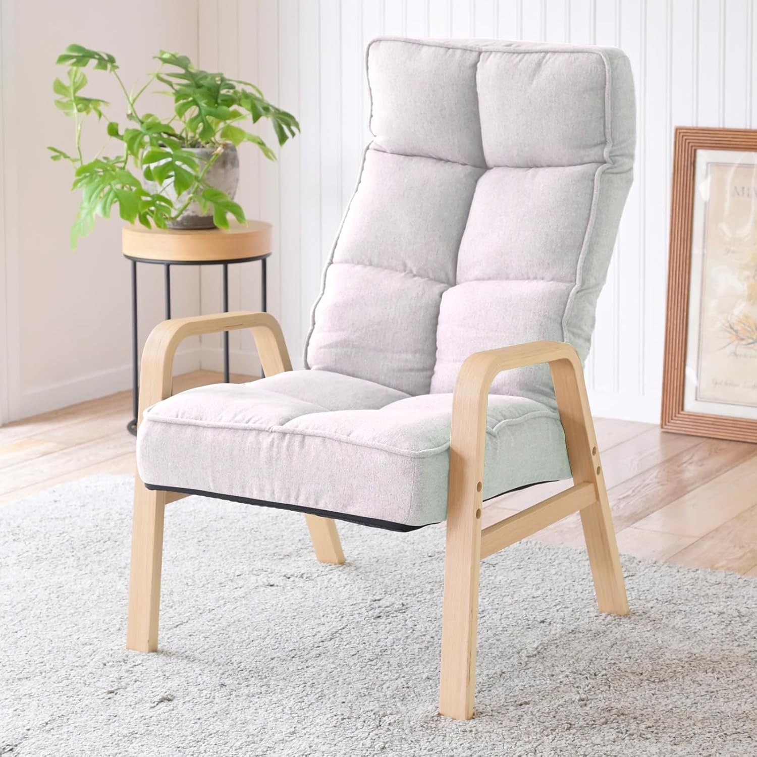 Yamazen WRCM-60OT (SGY/NA) Relax Chair with Ottoman Included, Recliner (14 Head Levels, 6 Back Levels, Footrest 14 Levels), High Seat Chair, Width 23.4 x Depth 34.2-49.2 x Height 35.8-40.2 inches