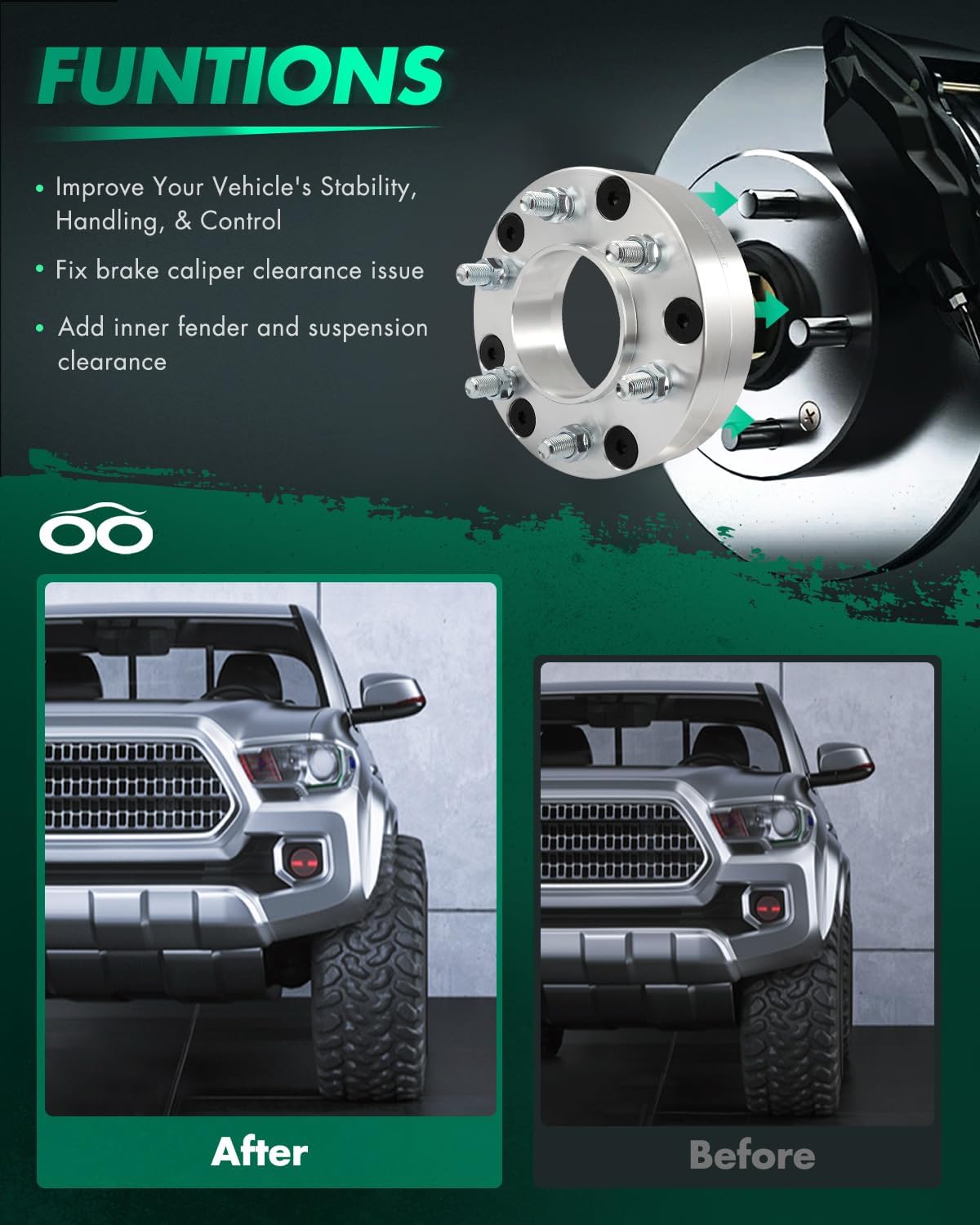 SCITOO 4Pcs 5x150 to 6x5.5 Wheel Adapters 2" Studs 14x1.5 Fit for Toyota for Land Cruiser for Sequoia for Tundra for Lexus LX470 LX570