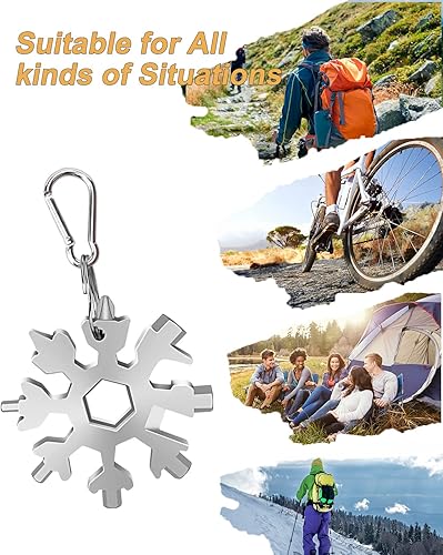 Miniatura 5 de Regalos navideños para adultos y hombres, paquete de 2 multiherramientas 18 en 1 de copo de nieve, regalos de Navidad para adultos, regalos de