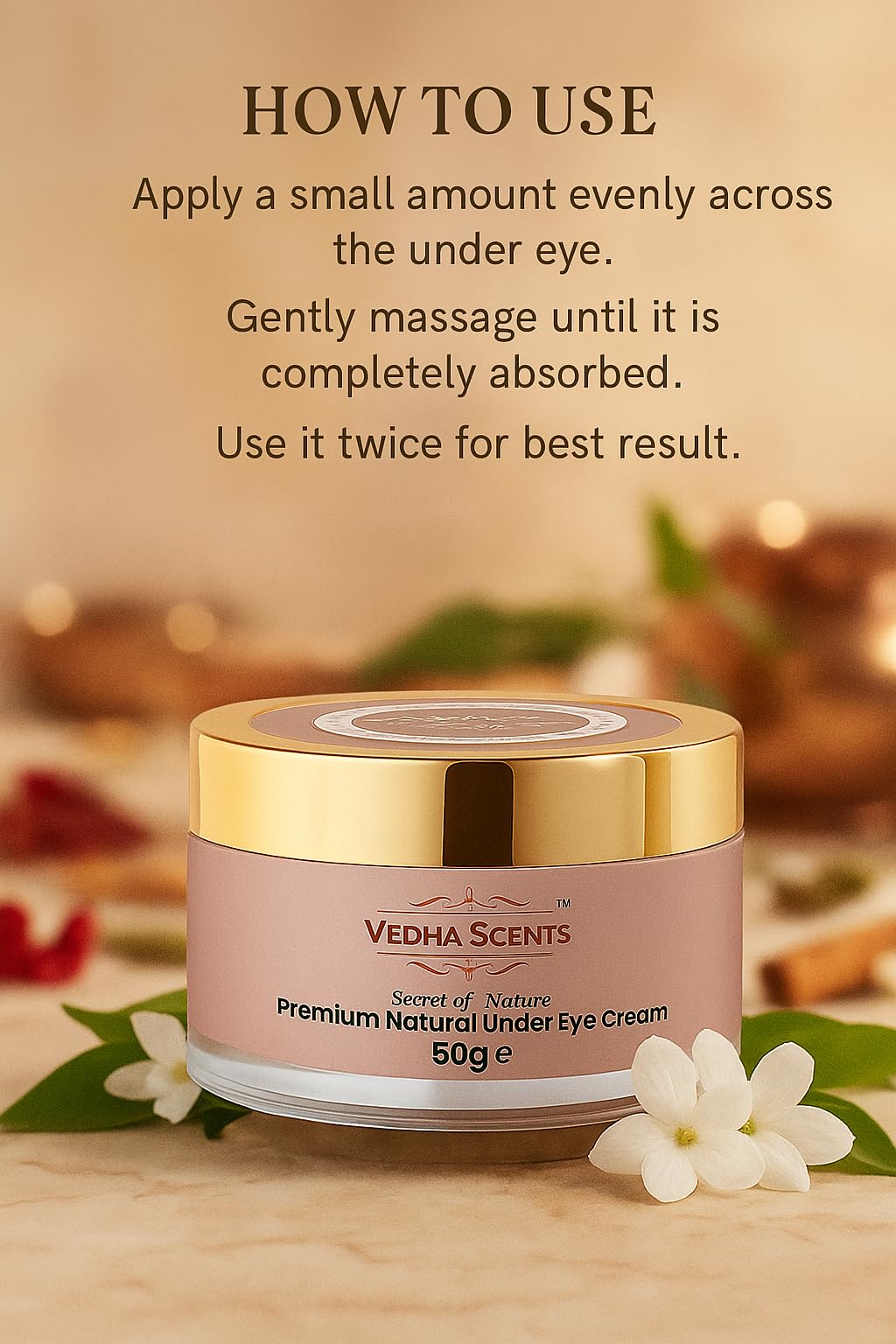 Under Eye Cream for Dark Circles, Puffiness and Fine Lines with Shea Butter, Almond Oil and Rose Oil, Natural, 50 g — Amazon image 3