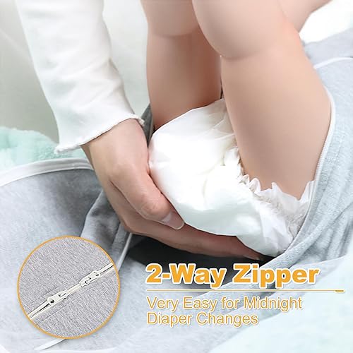 Miniatura 5 de WODHOY Swaddle Recién Nacido Edad 0-3 Meses, Paquete de 2 Saco de Bebé con Cremallera de 2 Vías, 100% Algodón Arms Up para Recién Nacidos, Brazos
