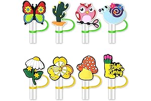 8Pcs Spring Straw Toppers for a Sugary Sip