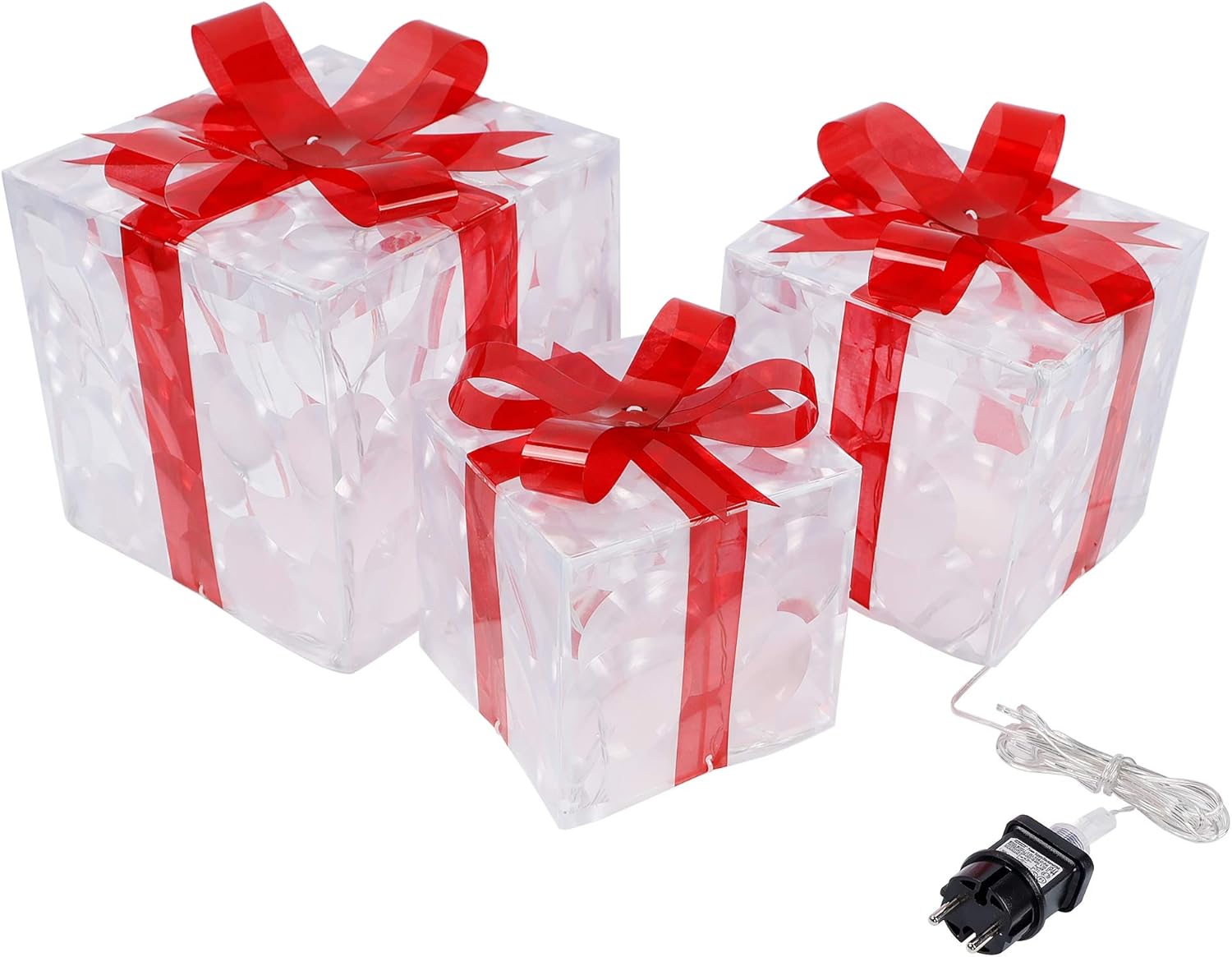 Lulu Home Christmas Lighted Boxes, Set of 3 60 LED Light Up Deocr Outdoir, Ligtdoorp CARDISTMAS Boxes Present Decorations Outdoor Yard : Patio, Lawn & Garden