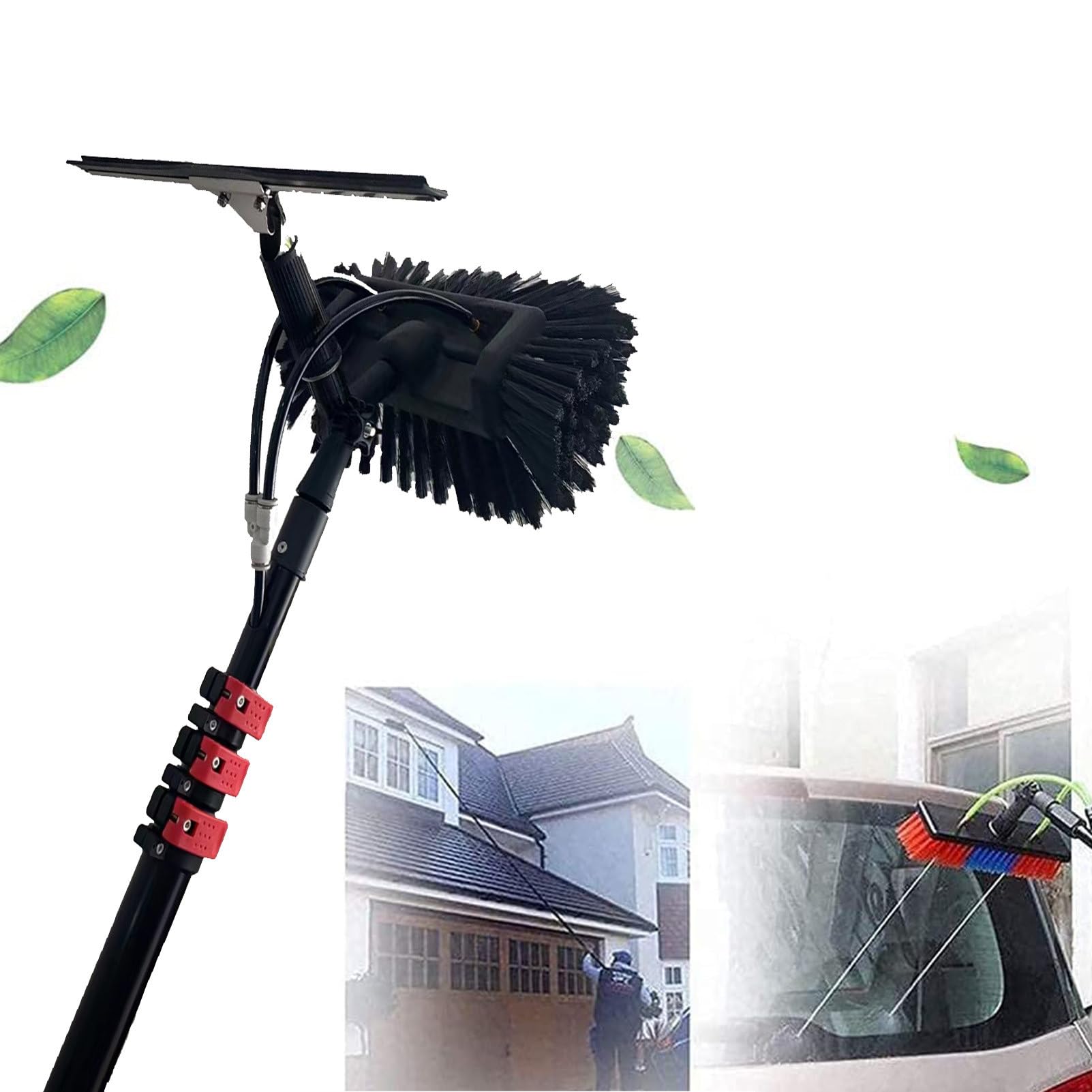 LMMIAOZ 30ft Water Fed Window Cleaning Pole with 35cm Brush - Perfect for Solar Panel & Window Cleaning - 9m Reach for Easy & Efficient Cleaning Solutions