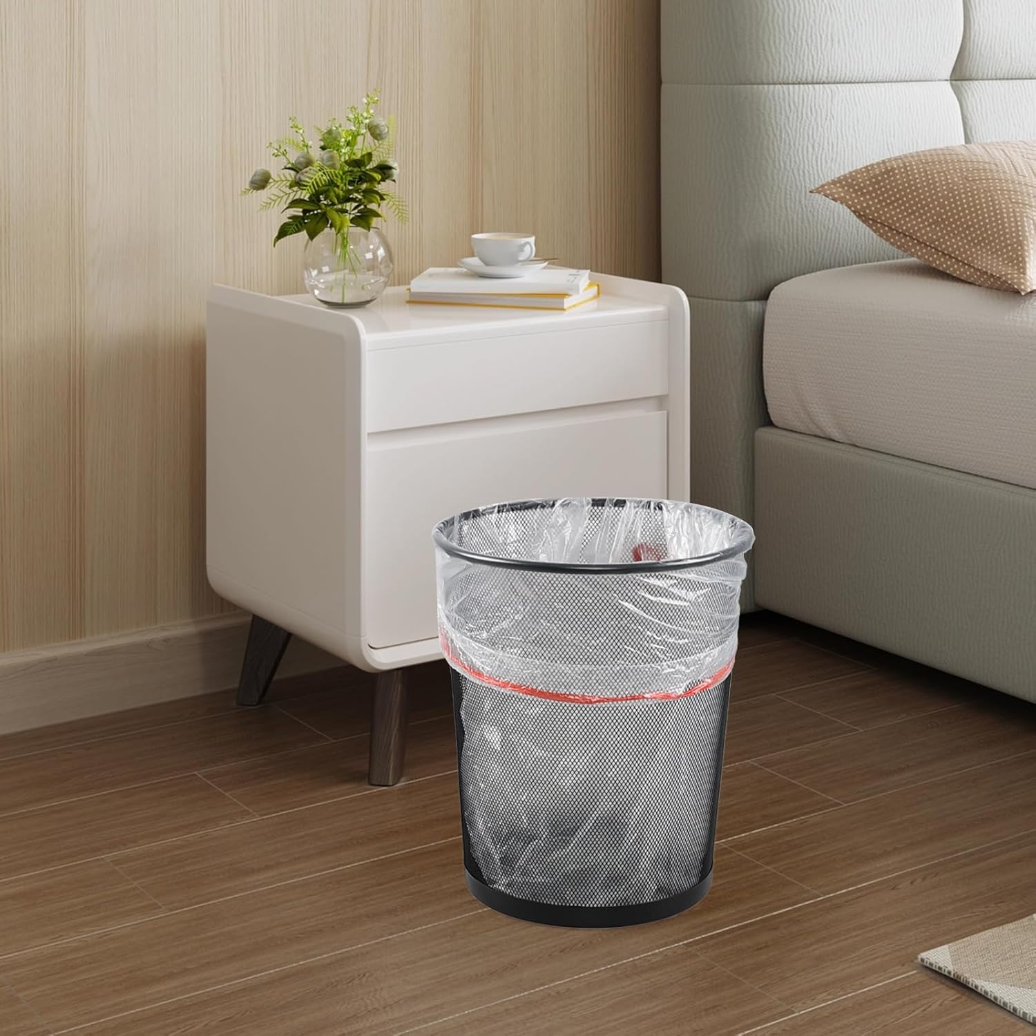 Yuright 5 Gallon Drawstring Garbage Bags, Small Clear Trash Bags with Handle, 4 Rolls/220 Counts, F