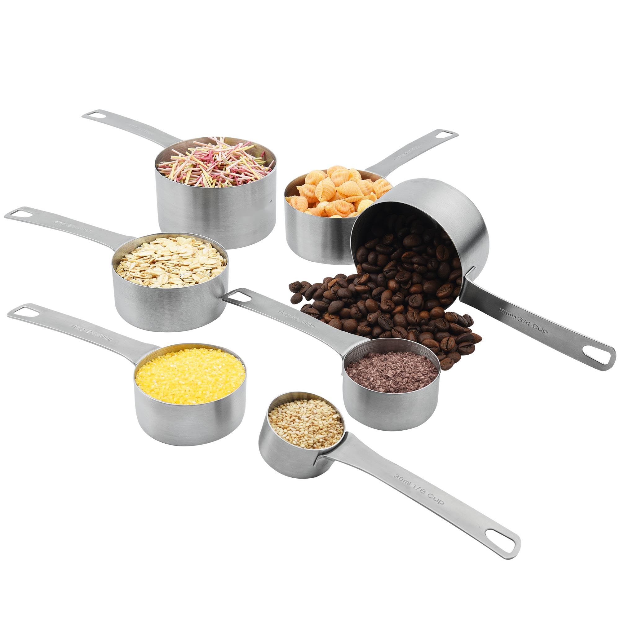 Messbecher und Messlöffel-Set, Edelstahl, 19-teilig, Silber, 240 ml