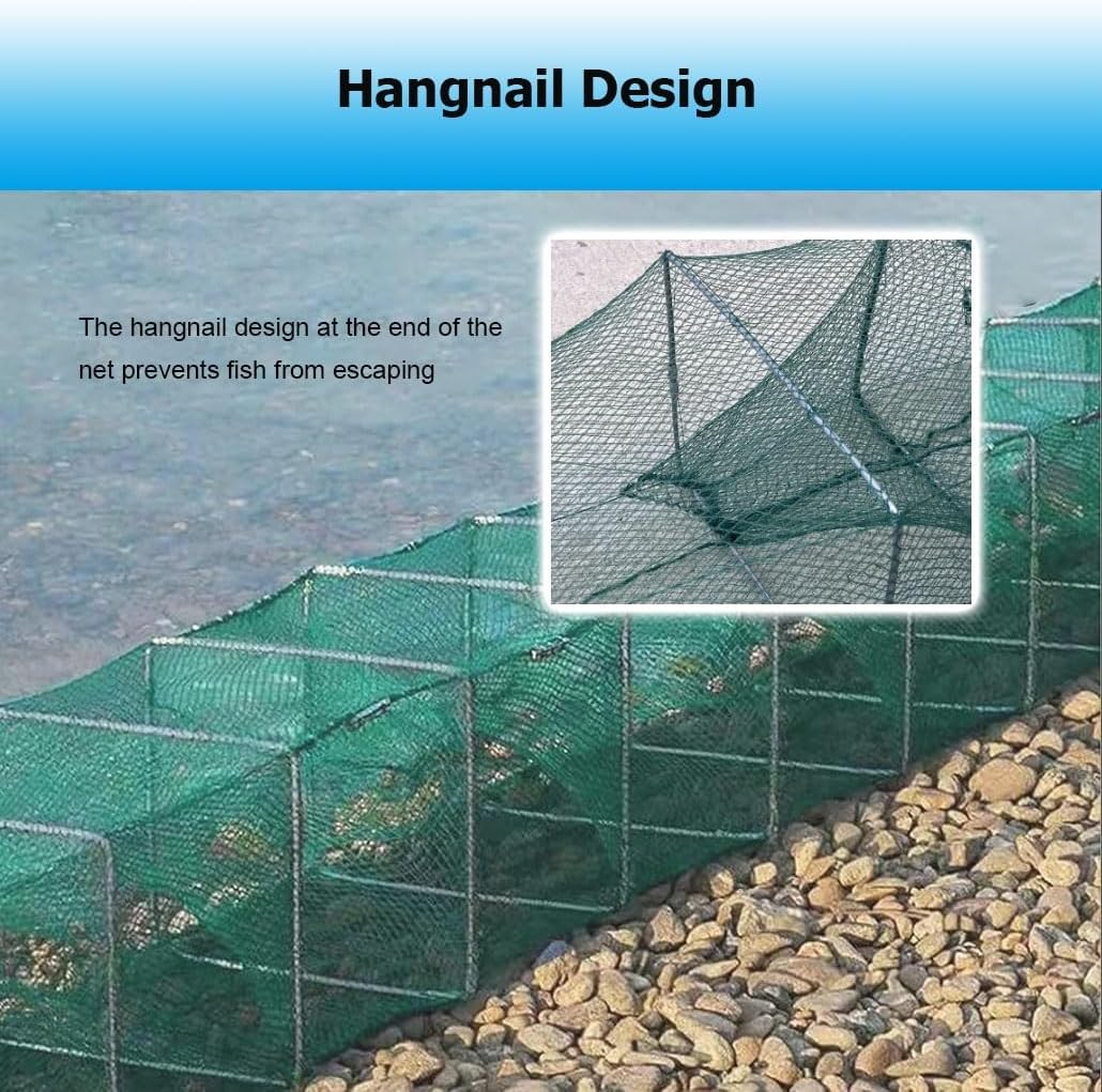 2 Pack 7.9-52.5' Long Shrimp and Crab Bait Trap, Fish Traps Fishing Cast Net, Automatically Trap Catch More Fish Easily