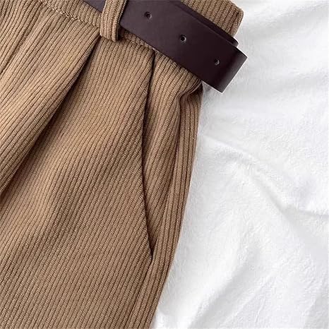 Short Velours Côtelé Hiver Femme - Taille Haute, Ourlet Roulé, Style Vintage - Confortable Pour Automne & Hiver