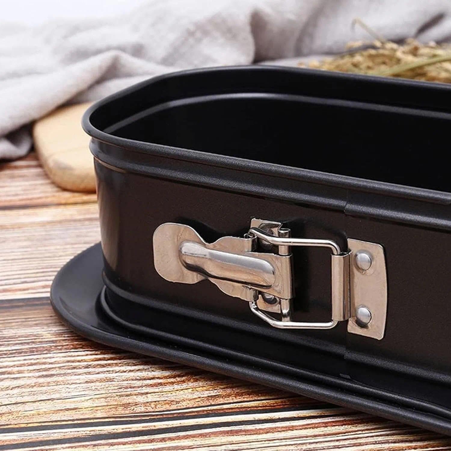Oval Springform Pan, 12 inch, Non-Stick Baking Pan with Removable Bottom, Quick Release Latch, Black
