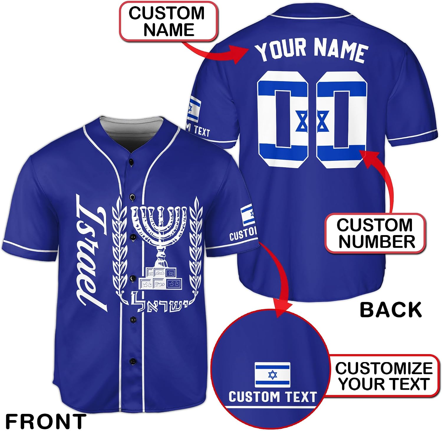 Israel Jersey Men, Israel Jersey Baseball, Personalized Israel Baseball Jersey Men