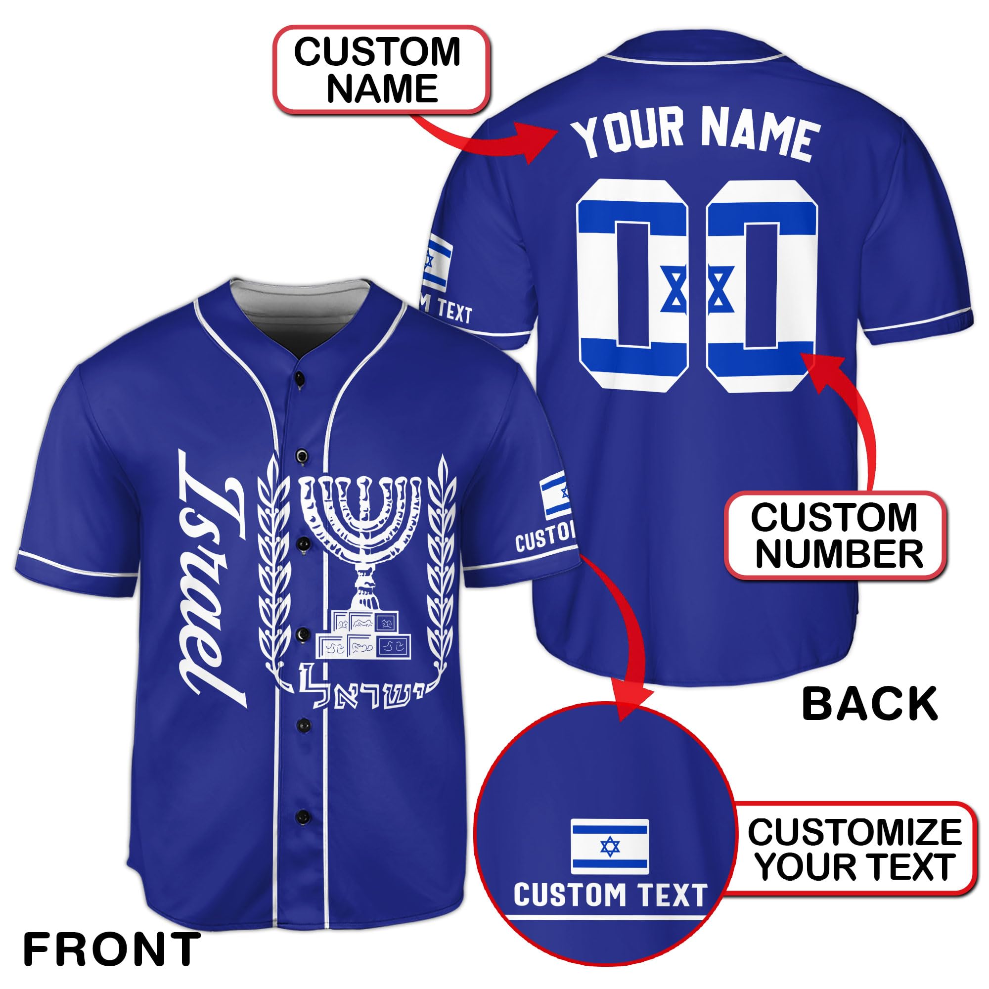 CHIARA CONTI11 Israel Jersey Men, Israel Jersey Baseball, Personalized Israel Baseball Jersey Men 1
