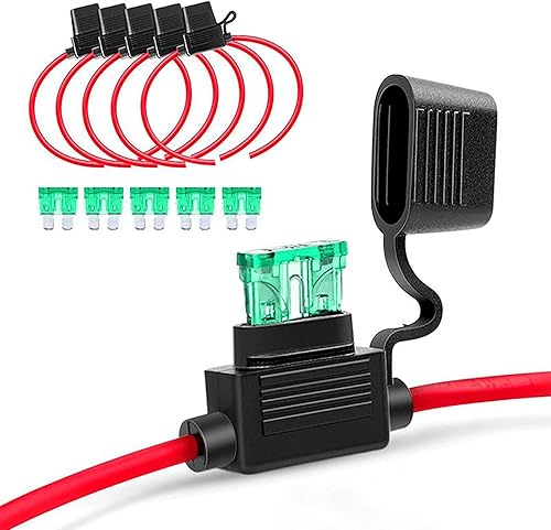 Pack-10 Kit de portafusibles de automóvil, caja de fusibles impermeable de 12 AWG con fusible de cuchilla, accesorios duraderos para automóvil,