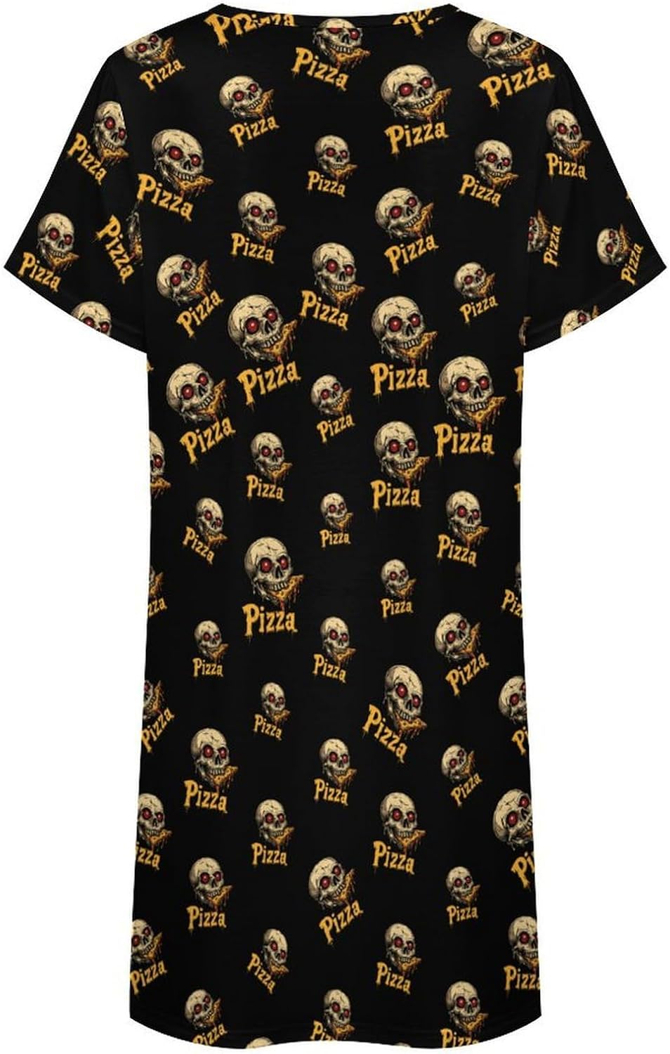 Skull Pizza Nightgowns for Women Short Sleeve Sleep Dress Casual Sleepshirt Night Gowns Pajamas